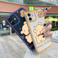 JIUMOO For OPPO Reno 7Z 5G Case With New Design Thin Phone Fashion Cartoon Winnie The Pooh Pattern Shockproof Square Edge Softcase Silicone Casing Full Cover Angel Eye Camera Protection Cases. 