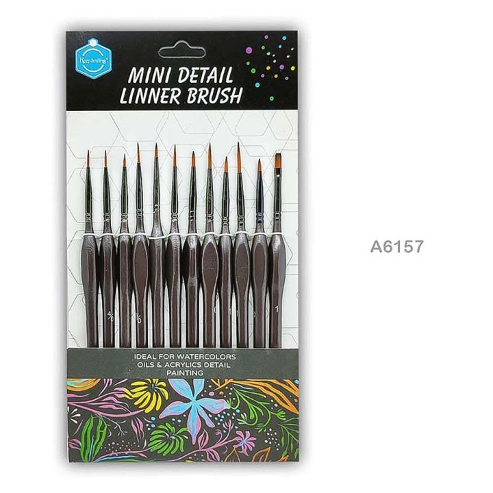 Thin and Fin Tip Paint Brush Set, Mini Detail Linner Brush, Ideal for Acrylics, Watercolor & Oil (12Pc) Set for Acrylic, Watercolor, Oil, Face, Nail, Scale Model Painting, Line Drawing (Black)