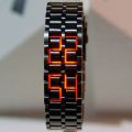 【ETOP】Fashion Black Full Metal Digital Lava Wrist Watch Men Red/Blue LED Display Men's Watches Gifts for Male Boy Sport Creative Clock. 