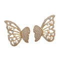 Fashion Earrings Trendy Yellow Rhinestone Butterfly Earrings. 