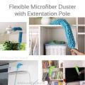 Flexible Microfiber Duster with Telescopic Stainless Steel Handle - Ideal for Car, Window Blinds, Ceiling Fans, Crown Molding, Bookshelves. 