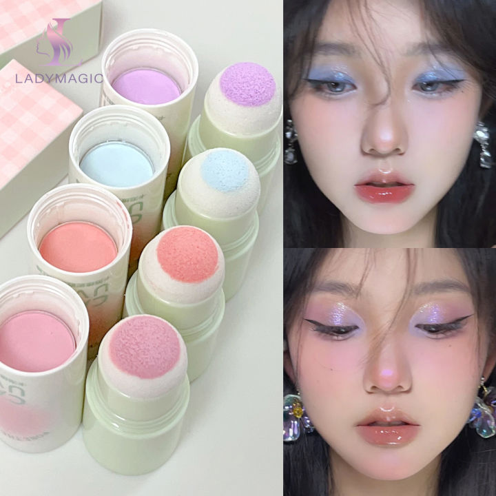 Natural Matte Plain Powder Blusher Stick Sponge Powder Blusher Cream Student Glitter Powder Blusher