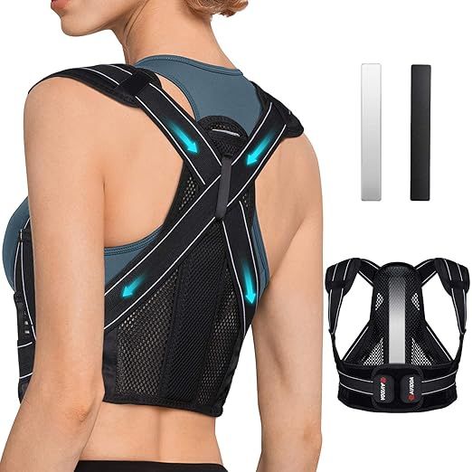 AVIDDA Posture Corrector for Men Women, Back Brace with Replaceable Support Plate, Breathable and Adjustable Back Support Providing Pain Relief from Back, Neck & Shoulder Size: S Black uk import