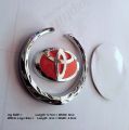 Toyota With Ring Style Red Chrome 1 piece Logo Metal Emblem Metal Body Monogram For Car Motorcycle Decorative Metal Marka Self Adhesive Metal Logo. 