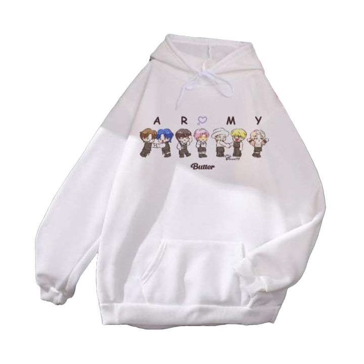 BTS Printed Kangaroo Hoodie for Girls Women Long Sleeve