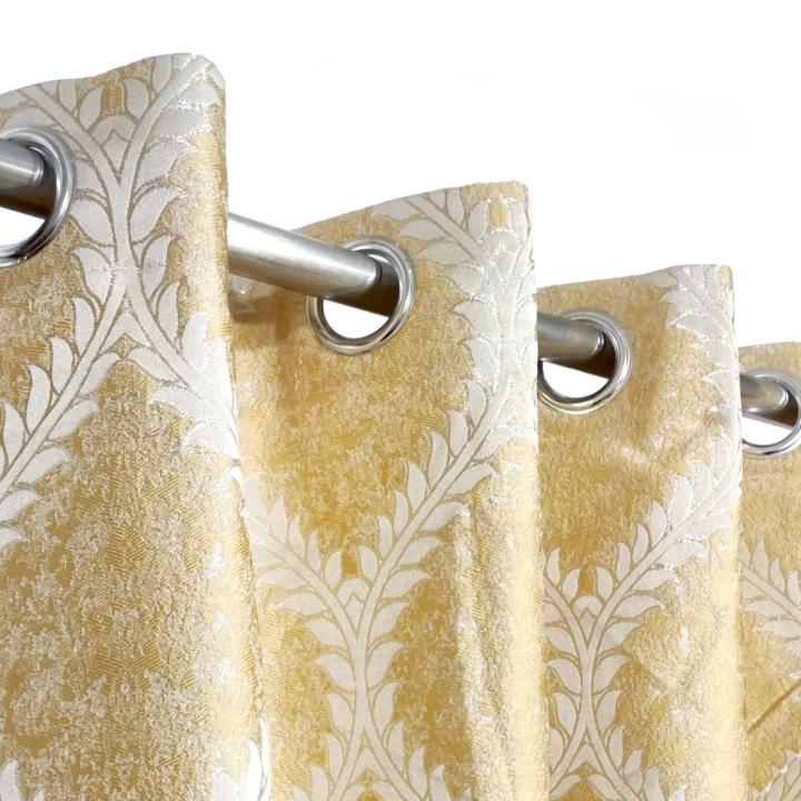 Gold & White Wavy Design Thick Viscose Curtain