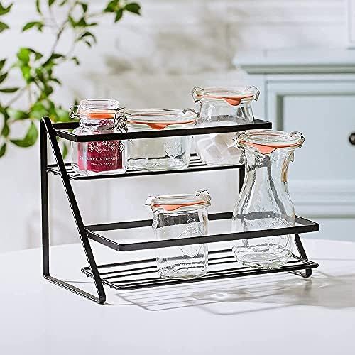 Kitchen%20Racks/%202%20Step%20Shelf%20Freestanding%20Step%20Racks/Shelves/Holder/Stand/Countertop%20Spice%20Rack/Kitchen%20Organizer%20Metal%20Bottle/Bartan%20Rack%20-Black,%20Accent%20Shelf%20-%20Image%203