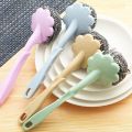 New Selling Flower Shape Steel Wire Ball Brush Long Handle Metal Scouring Pad Kitchen Bathroom. 