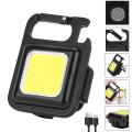 COB Rechargeable Keychain Mini Small Flashlight 3 Light Modes Portable Pocket Light with Folding Bracket Bottle Opener and Magnet Base for Fishing, Walking and Camping. 