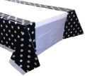 BLACK POLKA DOT THEME TABLE COVER ( 108 CM X 180 CM ). 