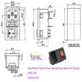 MSK AC 110-220V Power Socket + Fuse Holder + Rocker Switch. 