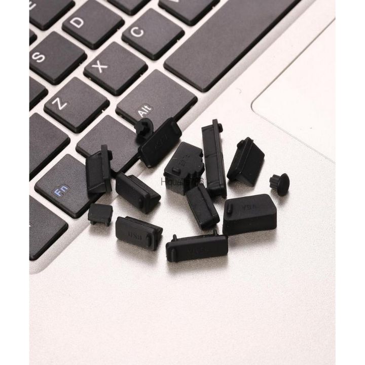 13 Pieces Set of Silicone Anti-dust Plug Port Covers for Laptop/Notebook – Black