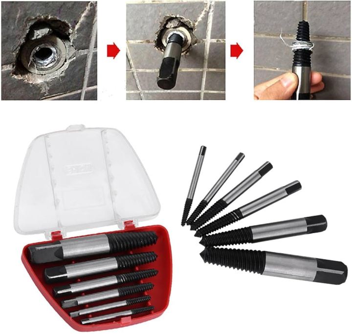 6 Piece Screw Extractor Set M3–M18 Heavy Duty Bolt & Screw Removal Tool
