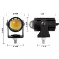 (2pcs) New Mini Fog Light  for All Motorcycle, Cars, Jeep(2pcs) (Free Button) Dual Function White-Yellow Lens Projectors Auxiliary Light 20w. 