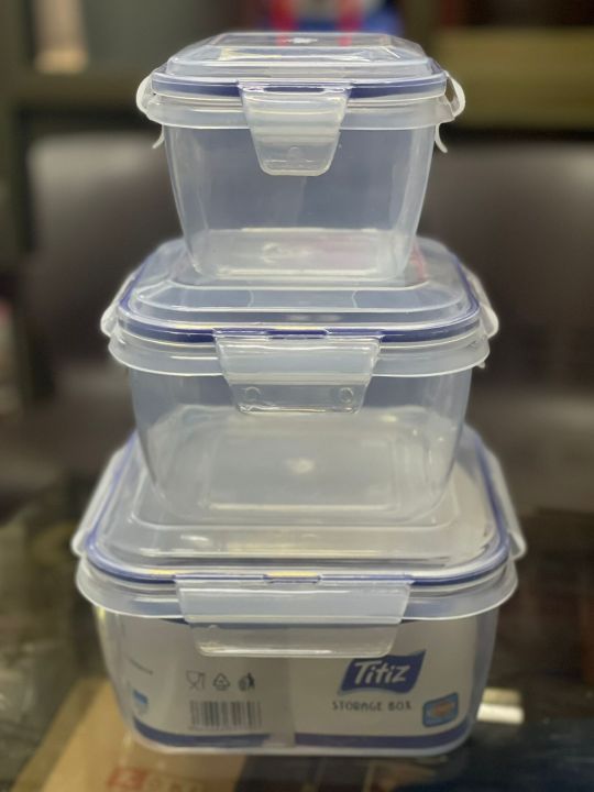 Double Lock Air Tight Storage Box. 3pcs set. Big Size Red & Blue Colour