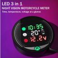 3 IN 1 Bike Digital Clock With Volt & Temperature. 