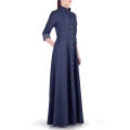Tarseel - Navy Blue Maxi Style Denim Abaya for women. 