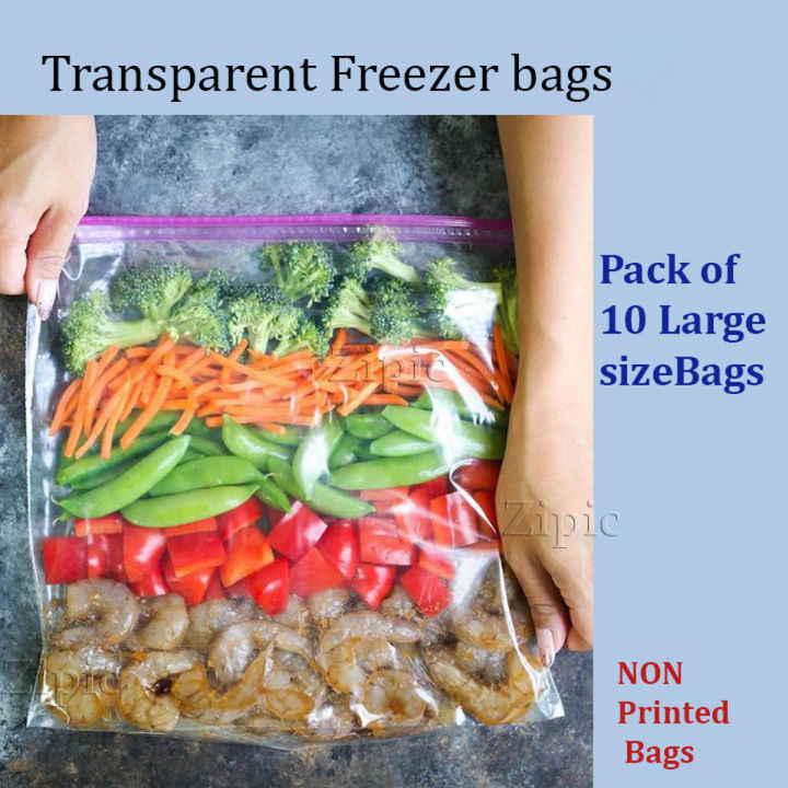 Pack of 10 Large sizes of Washable Freezer bag , Zip Lock bag , Zip bags , Plastic bag For save food