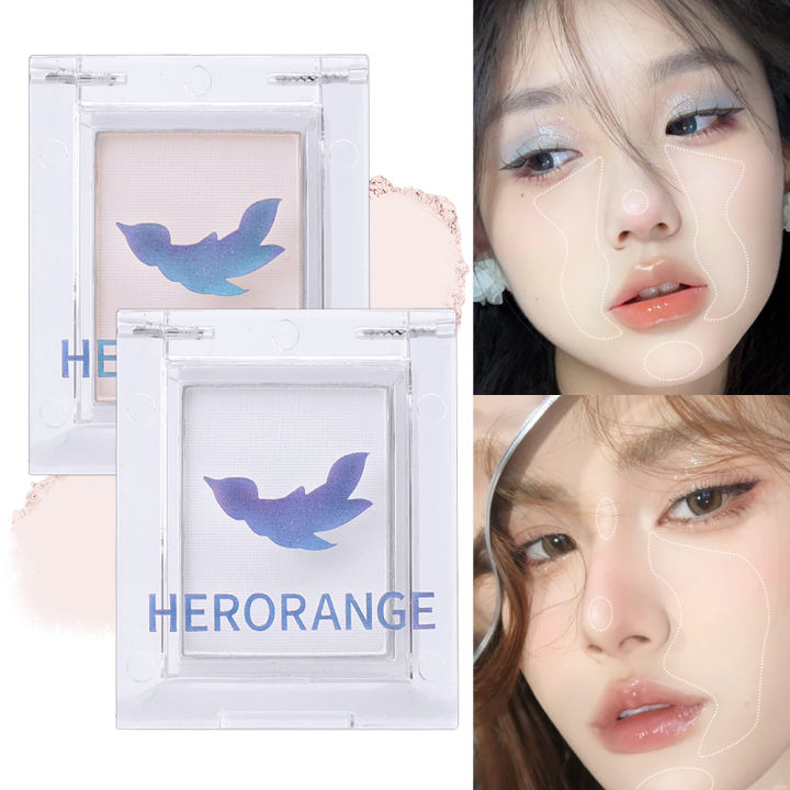 Matte White Highlight Eyeshadow Makeup Palette Face Matte Highlighter Natural Brighten Powder 3D Cosmetic