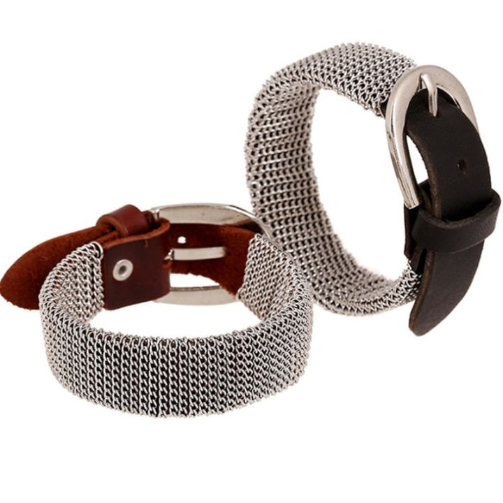 Qingwen European and American Retro Foreign Trade Ornament Factory Direct Sales Genuine Leather Bracelet Punk Bracelet Cross-Border Cattle Leather Bracelet