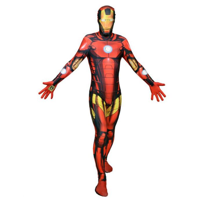 IRONMAN ADULT SIZE MORPHSUIT COSTUME WITH ATTACH MASK AND GLOVES