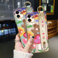 JIUMOO For VIVO Y15a Case With Wristband New Design Phone Case For Girl Women Thin Pattern Oil Rainbow Bear Shockproof Plating Silicone Casing Full Cover SoftCase Protection Cases. 