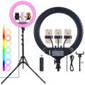 Colorful LED RGB Ring Light MJ26, MJ33, MJ36, MJ45 with 7 Ft Tripod Stand and Phone Holder, Multicolor Round Shape Light with Different Color Modes and Brightness Level for Phone Camera, Selfie Live Stream, Video Shooting and Makeup. 