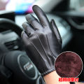 WarmenPU leather gloves men's thin section driving riding motorcycle gloves non-slip full touch screen PM014. 