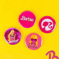 Barbie Badge for Cute Girls Little Female Movie Fans Rounded (Pack of 4). 
