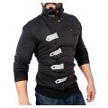 Black Side Zipper Loop Style Detachable Hood Mock FS-4584. 