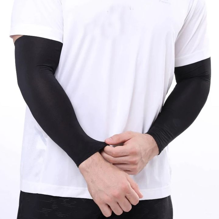 Black Sports Sleeves for Men Sleeves for Arms for Cricket arm cover for girls Sleeves Arms Sleeves for Boys Long Sleeves Arms Cover for Men & Women