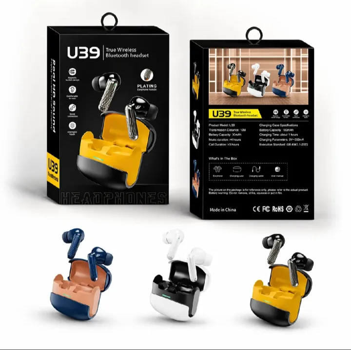 U39 True Wireless Bluetooth Earbuds – TWS Stereo Headset with Deep Bass ...