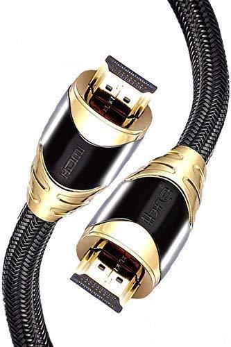 IBRA 7.5M HDMI HIGH SPEED CABLE V2.0/1.4A 18GBPS 2160P 3D TV PS4 SKY HD 4K@60HZ ULTRA HD ETHERNET AUDIO RETURN VIRGIN BT PC LAPTOP NYLON BRAIDED- IBRA BLACK GOLD ORIGINAL UK STOCK