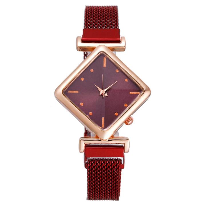 【ETOP】Women Square Watch Luxury Ladies Quartz Magnet Buckle Gradient Color Watches Relogio Feno For Gift Clock