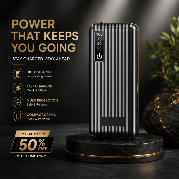 Original 20000mAh Fast Charging Power Bank Portable Power Bank with LED Digital Display, Dual USB Output High Speed Charger Compatible with all devices