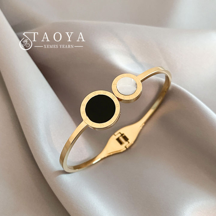 New Classic Round Roman Design Stainless Steel Gold Color Bracelets 2023 Fashion Jewelry For Women's Wrist Luxury Accessories Left Bank