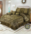Elegance Bridal Bed Set - Luxurious Satin & Lace with Embroidered Details Bed Set Fancy Bridal Bed Sheet Set Pillow Cover Cushion Cover Neck Roll Set of 8 Pieces. 