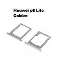 Huawei P8 Lite Golden Sim Card Tray And Micro SD Card Slot Holder. 