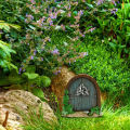 Garden Tree Decoration Adorable Delicate Wooden Door Sculpture. 
