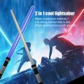 2-in-1 Lightsaber Creative LED Flashing with Sound Cosplay Prop Kids Toy sier & black. 