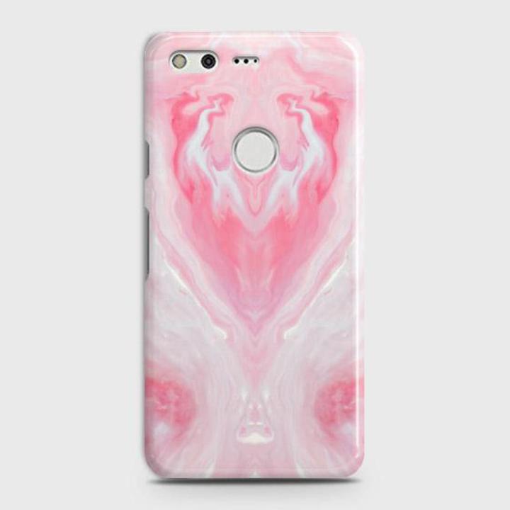 Google Pixel XL Cover Case White and pink marble  Hard Cover- Design 21 Cover