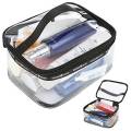 clear travel toiletry bag Cosmetic Bags with 2 zipper Transparent toiletry Sundry Kit Carry-On makeup bag organizer. 