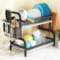 Dish Drying Rack with Draining Board, Rustproof Kitchen Storage Organizer, Multi-Functional Sink Side Dish Rack, Compact Kitchen Dish Rack Drainboard Set Large Rust-Proof Dish Drainer with Utensil Holder. 