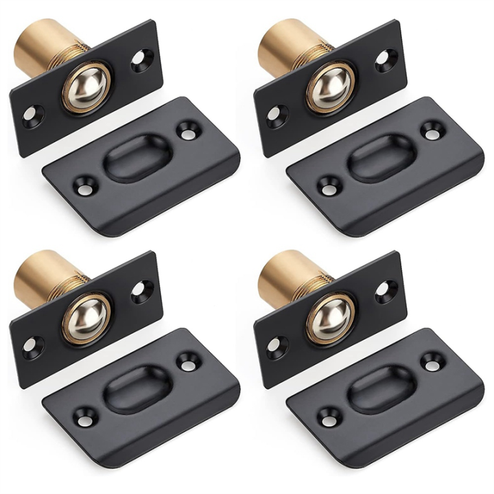4 Pack Closet Door Ball Catch Door Ball Catches for Interior Doors Dual Adjustable Ball Bearing Catch Black