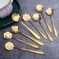 8 Diffient Pattern Rose Red for Sugar Ice Cream Coffee Dessert Bar tools Stainless Steel Mixing Spoon Flower Spoon Set Soup Spoon Cutlery Set Teaspoon. 