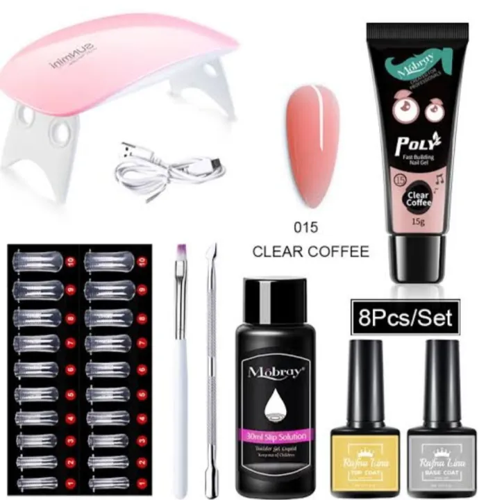 Beautious%208Pcs/Set%20Nail%20Art%20UV%20Quick%20Extension%20Nail%20Kit%20Glitter%20Poly%20UV%20Builder%20Gel%20Nail%20Tip%20Color%20Nail%20Tip%20French%20Nail%20Tip%20Form%20DIY%20Manicure%20Tool%20Set%20-%20Image%202