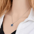 Necklace Jewelry Simple Artificial Sapphire Earrings and Necklace Set. 