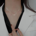 Silver Gold Double Heart Necklace Women Girls Party Clavicle Chain Necklace Gift Jewelry. 