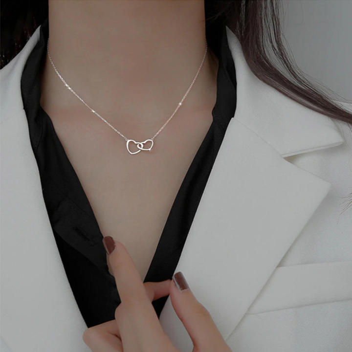 %E3%80%90Hot%20demand%E3%80%91Silver%20Gold%20Double%20Heart%20Necklace%20Women%20Girls%20Party%20Clavicle%20Chain%20Necklace%20Gift%20Jewelry%20-%20Image%204
