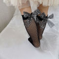 I LOVE DADDY&MUMMY-Big Bowknot Baby Socks Black White Mesh Breathable Girls Socks Toddler Summer Fishnet Knee Kids Socks. 
